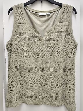 New York & Company Lace Overlay Sleeveless Tank Size XL